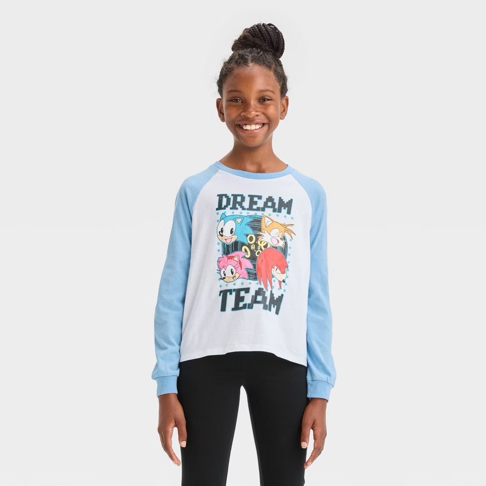 Girls' Sonic the Hedgehog Gaming Squad Long Sleeve Graphic T-Shirt XS 4/5